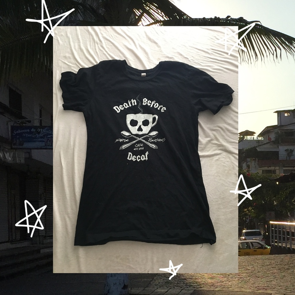 Punk Graphic Tee Death Before Decaf